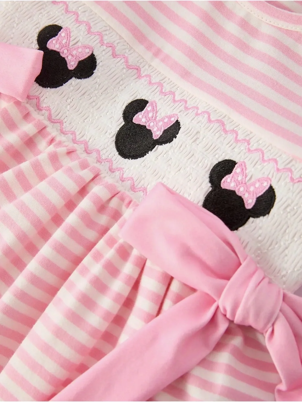 Rylee Faith Stripe Girls Dress Bow Smocked Ruffle Dress